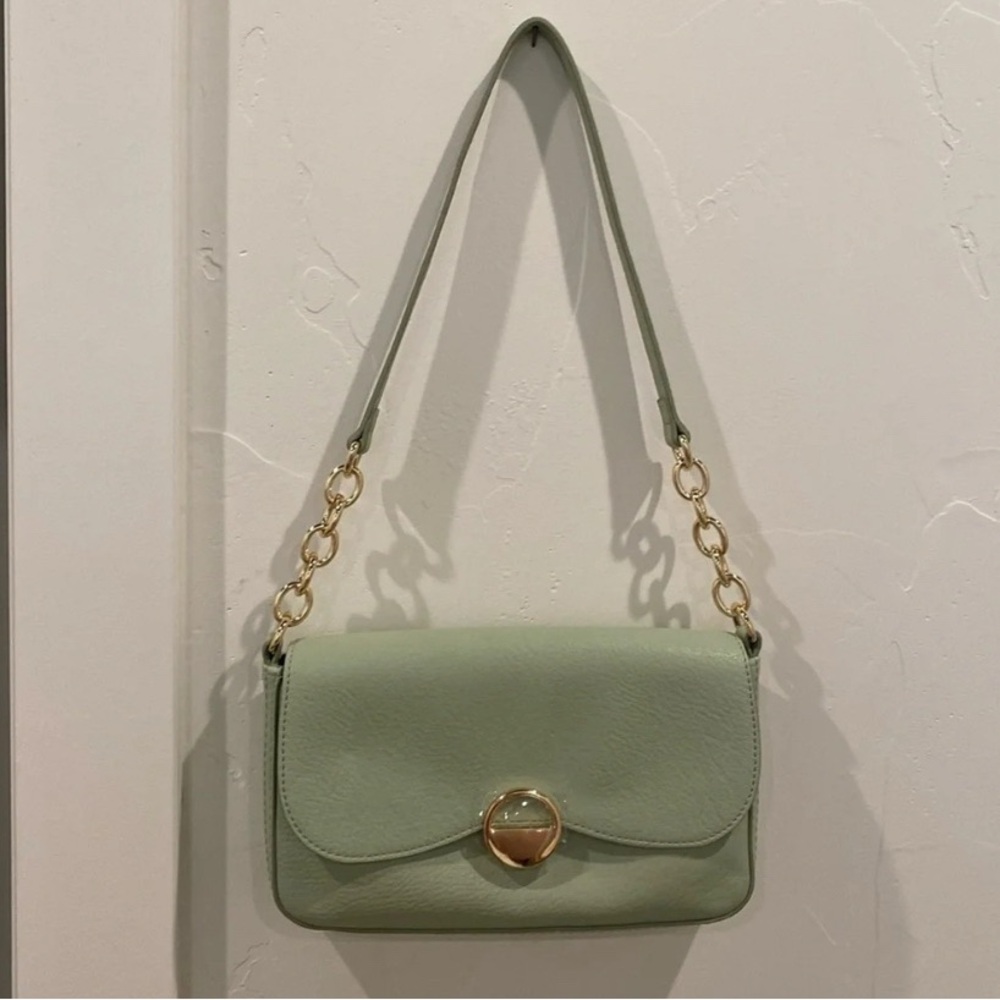 LC Lauren Conrad Green and Gold Shoulder Bag with Elegant Design